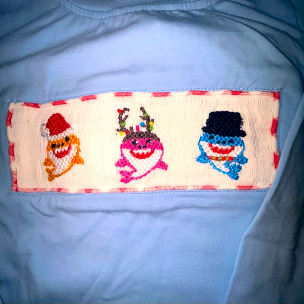 Baby Shark Smocked Outfit - Sz 2T